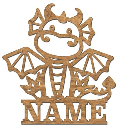 codiarts. Namensschild, Wandbild, Kinderzimmer, Kindertür, personalisierbar mit Namen, selbstklebend (Drache)