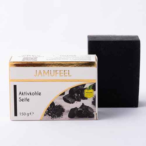 Jamufeel • Aktivkohle Kernseife für das Gesicht • 150g • Sanfte Reinigung & Befreit von Unreinheiten • 100% Vegan • Ohne Gentechnik • Frei von Allergenen