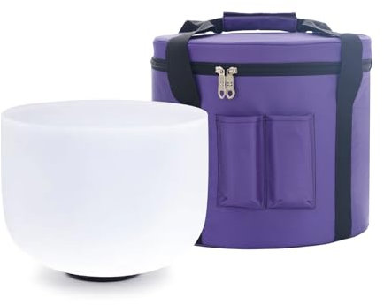 KVKA 25cm Klangschalen, 432Hz B note 10 inch Weiß Chakra Sound Healing Klangschale für Meditation Stressabbau Entspannung mit Tragetasche