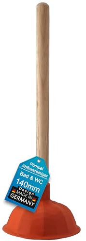 Abflussreiniger Rohrreiniger Pömpel Saugglocke 140mm Durchmesser - Extra starker Saugleistung - optimal geeignet für die Toilette, für Bad, Küche und Toilette - Design Made in Germany - 1 Stück
