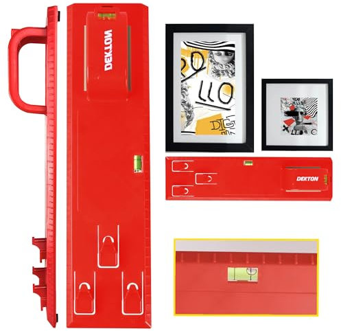 Straight Picture Hanging Tool Kit | 2 in 1 Horizontal Vertical Spirit Bubble Level | Easy Marking Painting Position | Wall Hangers for Photo Frame Clock Mirror Galleries Artwork Photos Paintings