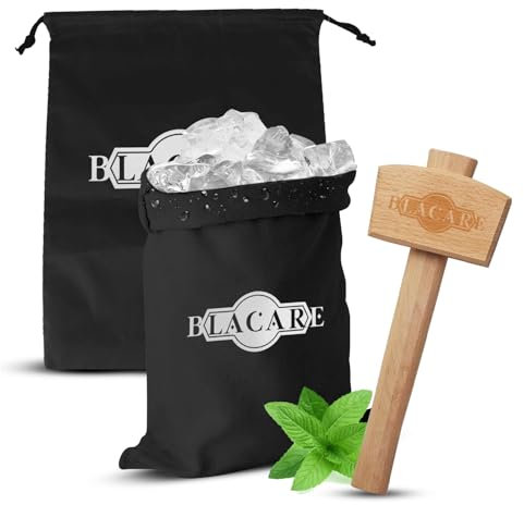 Blacare Lewis Bag and Ice Mallet Set - Reusable Canvas Ice Crusher Bags with Mallet - Perfect Bartender Kit - Crushed Ice - Ice Breaker for Cocktails!