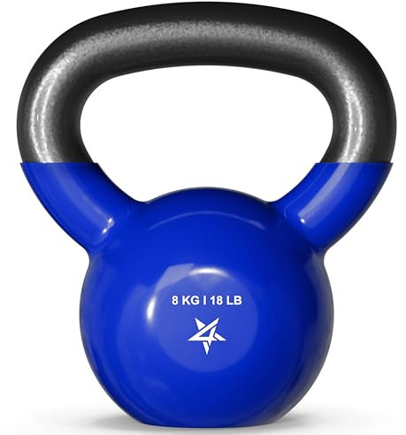 Yes4All ZXWD Vinyl Coated Cast Iron Kettlebell, 8 kg, Blue