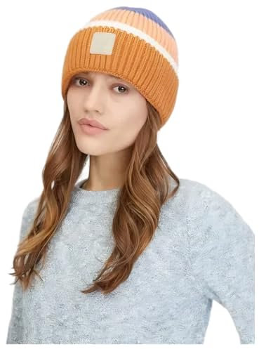 Ragwear Damen Strickmütze Beanie Greety Warme modische gestrickte Mütze gestreift Outdoor (DE/NL/SE/PL, Alphanumerisch, Einheitsgröße, Brown Sugar)