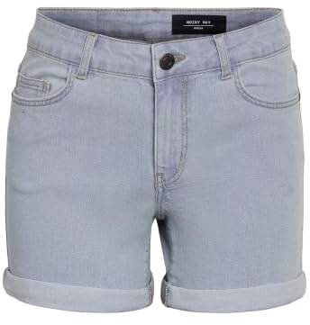 NOISY MAY Damen Jeans Shorts in Farbe:Hellblau;Größe:S (1 Stück) | Baumwolle | Hochwertiger Materialmix für angenehmes Tragegefühl | Slim Fit Schnitt für figurbetonte Passform | Einfarbig