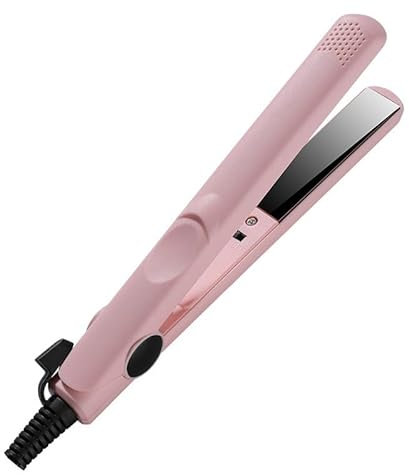 2 in 1 Mini Dual Purpose Curling Iron, Ceramic Mini Hair Curler, 30s Fast Heating Mini Hair Curler for Short Hair, Portable Mini Curling Iron Travel Size (Pink)