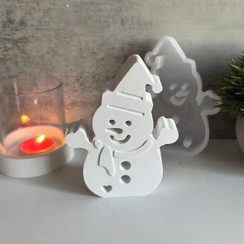 Silikonform Gießformen Schneemann Kerzenhalter 3D Silikon Kerzenformen Weihnachten Schneemann Gips zum Gießen Weihnachts Silikonformen Seifenform Gießform für Sojawachs Kerzen, Seife, Gips (A)