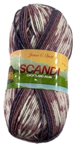 James C Brett Scandi Croftland Aran 150g Ball Acrylic/Wool Blend (A303 Mauve Mist)