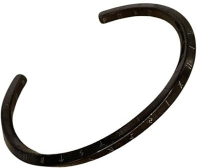 YABIS Nordischer Wikinger Armreif mit Futhark Runen, in schwarz, gold oder silber (schwarz, 60 mm)
