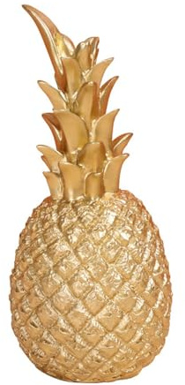 Stgbcst Gold Ananas Deko Harz Statue Tischdeko für Wohnzimmer Büro (M 18x8cm)