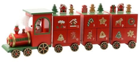 Carousel Home Festive Toy Train Christmas Advent Calendar | Fill Your Own Wooden Advent Calendar | Reusable Drawer Advent Calendar - 48cm