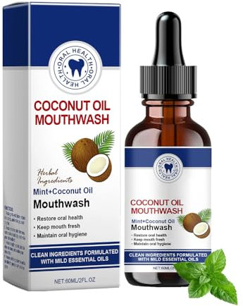 Ourlyard Kokosöl-Mundspülung Mit ätherischem öl, Ourlyard Kokosnussöl Mundwasser ätherisches öl, Ourlyard Kokosnussöl Mundspülung, Frischer Atem & Aufhellende Mundspülung (1PCS)