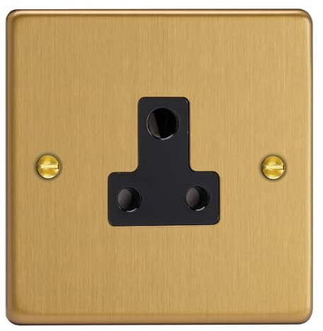 Varilight 1-Gang 5A Round Pin Socket Brushed Brass