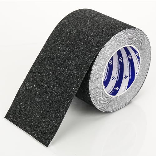 MR.TIMELAG Nastro adesivo antiscivolo, striscia antiscivolo, nastro di bloccaggio, nero, adatto per scale antiscivolo interne ed esterne, 1 rotolo da 100 mm x 10 m, strisce antiscivolo