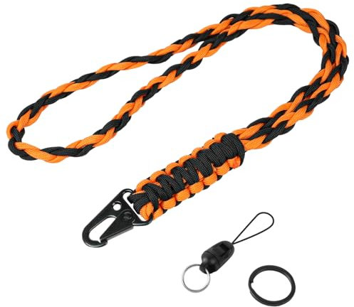 Vicloon Paracord Schlüsselanhänger, Umhängeband Schlüsselband, Paracord Lanyard mit Metall Ring und Adlerschnabelknopf Geflochtenes Lanyard für Schlüssel, Ausweishalter