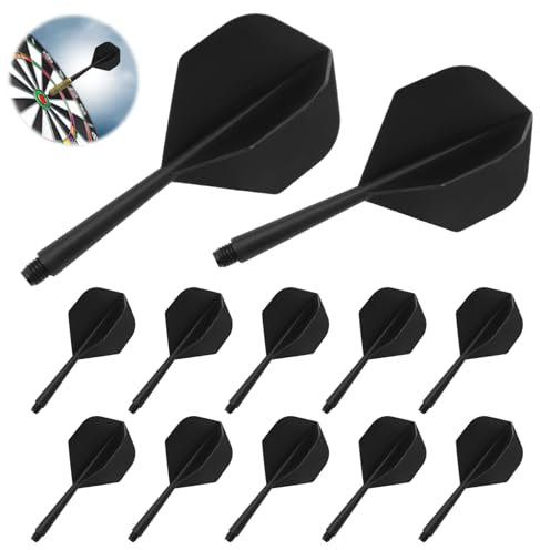XUHN 12 Stück Dart Flights Mit Schaft Stabil Darts Zubehör, Dart Shafts und Flights, Darts Flights mit Schäfte, Flyer mit Schaft, für Dartpfeile mit 2BA Gewinde