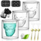 BITEFU Lot de 10 verres à café en forme de tête de mort à double paroi, le paquet comprend 3 verres en forme de tête de mort, 2 moules à glaçons 3D, 3 cuillères dorées cosmos, 2 entonnoirs