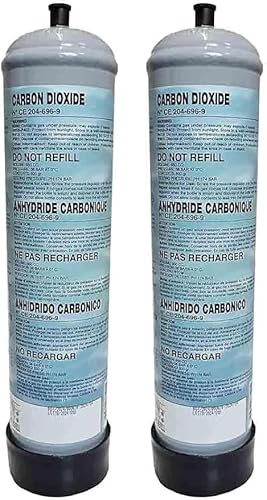 Lote de 2 botellas de CO2 desechables para acuarios con conexión M10x1 dióxido de carbono
