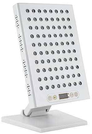 80 LEDs Rotlichttherapiegerät Nahinfrarot Licht mit Schutzbrille, 3 Stufen Einstellbar Nah-Infrarot-Licht Rotlichttherapie Lampe, Infrarot LED Lichttherapie Panel mit 90°Verstellbar Halterung