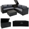 Rattan Garden Corner Furniture Set & 2 Storage Boxes 700L 250L Outdoor Premium 6 PC Black 4 Seater Modular Sofa Cushions Table Metal Frame Patio Waterproof Lining Chest Gas Lift Wheels FREE Rain Cover
