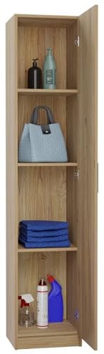 Somnia Descanso - Armario Auxiliar Multiusos de Una Puerta y 4 Baldas Elenor, Práctico y Funcional, Color Roble Miel, 37 cm (Ancho) x 180 cm (Alto) x 35 cm (Fondo)