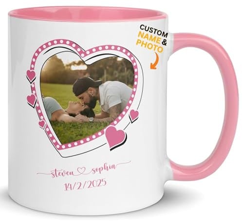 QuindaUK Tasse Photo Personnalisée – Cadeau Unique pour Copine ou Femme | Mug Noir Céramique Brillant avec Impression Photo pour une Surprise Romantique et Originale