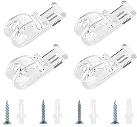Zenfony 4 Sets Roman Blind Child Safety Clips, Plastic Roman Roller Blind Chain Cord P Clips Hooks, Roller B-lind Cli-ps with Screws & Plastic Pillars, Durable Adjustable Shade Fasteners for Home
