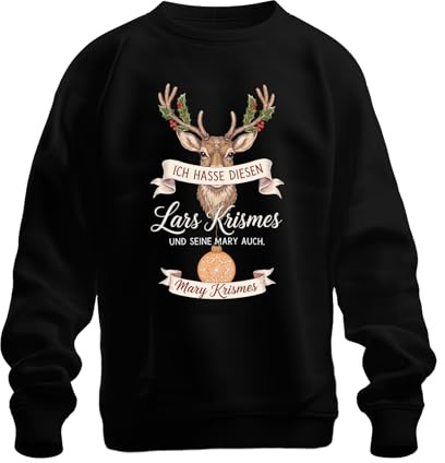Printera Ich Hasse diesen Lars Krismes und Mary Weihnachten lustig Hirsch Unisex Sweatshirt Pullover