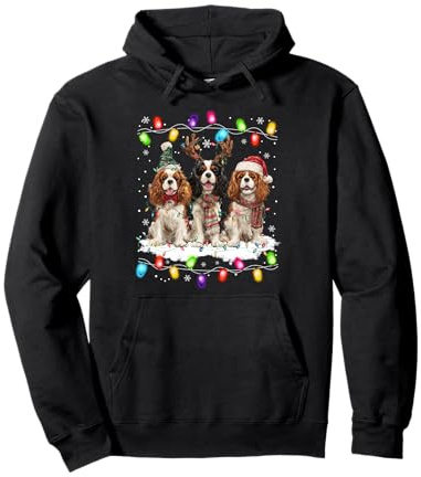 Three Cavalier King Charles Spaniel Weihnachten Damen Herren Hund Pullover Hoodie