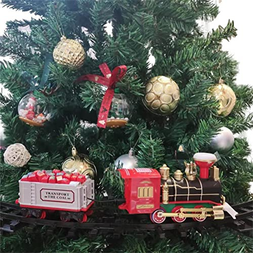 Haofy Ensemble de Train d'arbre de Noël, Jouet de Voiture électrique de Luxe avec Lumières et Sons, pour Décorations de Noël, Décoration de la Maison, Cadeaux pour Enfants