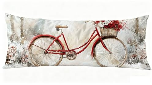 Seitenschläferkissen Bezug 50 x 150 cm Rot Kissenbezüge 50x150 cm Schlafkissen Seitenschläfer Fahrrad Body Pillow Case, Doppelseitig Drucken Langes Kissen Side Sleeper Pllow Deko Schlafzimmer J0-533