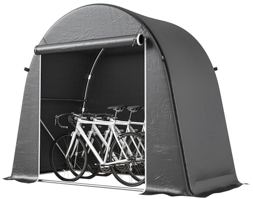 Outsunny Garagenzelt 245x120x200 cm wasserdicht Fahrradgarage mit aufrollbar Reißverschlusstür, wetterfest Lagerzelt Gerätezelt Carport für Fahrräder Gartengeräte Dunkelgrau
