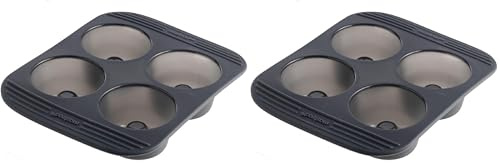 mastrad - Moule 4 Babas - 100% Silicone Premium - Anti-Adhésif - Maintien Parfait - Gris Fumé, 28.5 x 23.5 x 3.3 (Lot de 2)