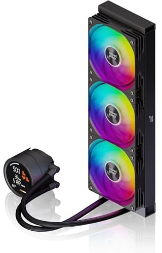 Levelplay Combat Liquid 360 HUD Cooler CPU AIO - TDP 300W, Schermo Digitale 2.6 in Tempo-Reale, Radiatore Cooling da 360mm, Ventole Single-Frame 360, AMD AM5/AM4 & Intel LGA 1851 / LGA 1700 - Nero