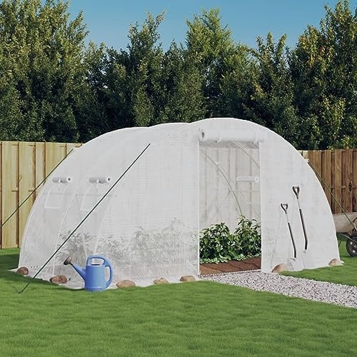 Mokuyary Serra con telaio in acciaio bianco 8 m² 4x2x2 m Serra da esterno per piante vegetali 33640831