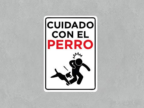 Señal de Cuidado con el Perro | Medida 14,85x21cm | Señaletica en Material PVC 3 mm | Duradera y Económica