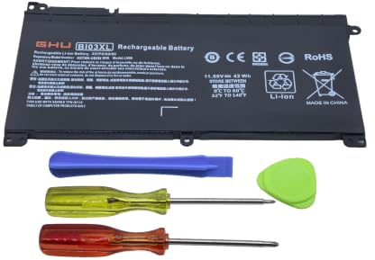 GHU Batterie BI03XL ON03XL compatible pour ordinateur portable HP Pavilion X360 13-U M3-U M3-U001DX M3-U103DX 13-U100TU 13-U100TU Stream 14-AX 14-ax010wm 14-ax020wm 14-ax0300wm wm Series HSTNN-UU B6W