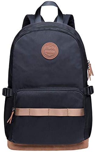 KAUKKO Schöner und durchdachter Rucksack mit Laptopfach für 15 Zoll Schule Uni 22L, 5-2, Schwarz, 17 Zoll, Schulranzen