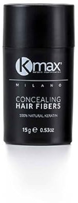 Kmax Hair Fibers, Fibras de Queratina para cabello de acción redensificante y para cubrir la calvicie- Tamaño Regular (15 gr) (Castaño medio)