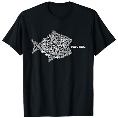 Fahrrad Fisch Frisst Auto PKW Klimaschutz Rennrad MTB T-Shirt