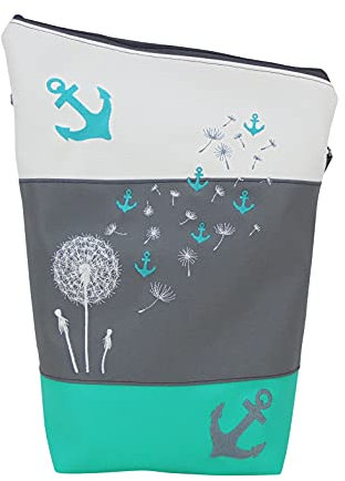 pinkeSterne HANDMADE ☆ Handtasche ANKER Mint Umhängetasche Maritim (klein (24cm))