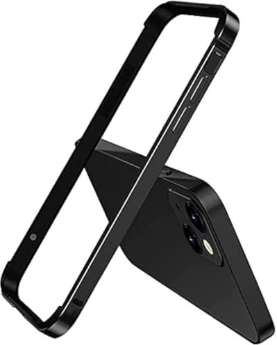 New Aluminum Frame Metal Bumper Frame Slim Hard Case Cover for iPhone13 Pro Max, Metal Frame Armor with Soft Inner Bumper, Raised Edge Protection (Black, for 6.7 iPhone 13 Pro Max)