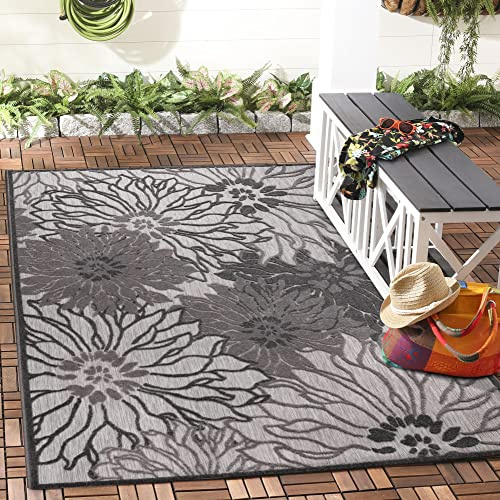 Impression Outdoor Teppich Wetterfest - Balkon Teppich Wasserabweisend - Teppich für den Innen und Außenbereich, Terrasse, Garten, Wohnzimmer, Bad oder Küche - Dunkelgrau, 200 x 290 cm