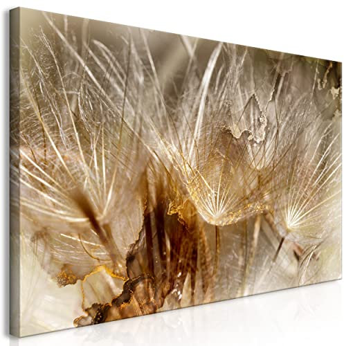 decomonkey Bilder Pusteblume 120x60 cm 1 Teilig Leinwandbilder Bild auf Leinwand Vlies Wandbild Kunstdruck Wanddeko Wand Wohnzimmer Wanddekoration Deko Modern Löwenzahn Marmor Stein braun