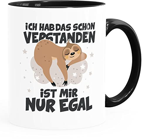 Kaffee-Tasse Ich hab das schon verstanden Faultier mit Spruch Bürotasse lustige Kaffeebecher MoonWorks® weiß-innen-schwarz standard