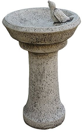 Fuente Bebedero para Pajaros 40X65cm. De jardín|Hormigón Piedra |Fuente Decorativa para Exterior| Peso: 40Kg|Color: Natural