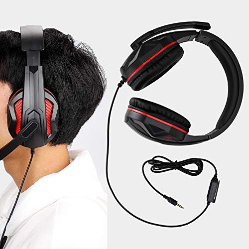 Acouto Gaming,5 Mm Competitive Gaming 3,5 Headset Kopfhörer mit Mikrofon Kabelgebundener für (Schwarz + Rot)