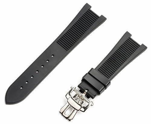 FFHAO 25 mm Gummi-Silikon-Uhrenarmband, Faltschnalle, Uhrenarmbänder für PATEK PHILIPPE Armband Nautilus Serie, 25 mm, Achat