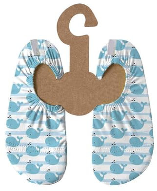 Slipstop Kinder Strandschuhe Anti Rutsch Ballett Schuhe Schwimmschuhe Urlaub Badeschuhe Pool Unisex blau/weiße Wale Dori, Größe 21-23