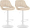 CLP Lot de 2 tabourets de Bar Milet Similicuir I Chaise de Bar pivotante avec Repose-Pieds et Dossier, Couleur:crème, Matériel du Cadre:métal Blanc Mat